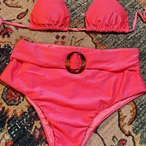 Sukini Belt swimsuit bikini 2 piece Set Plissed Textured High Waist